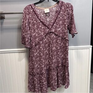 Knox Rose Mauve Floral V-Neck Dress